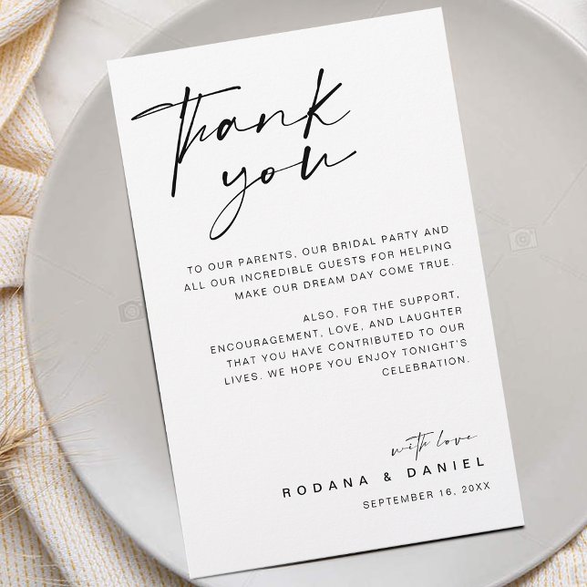 Modern Script Thank You Wedding Reception Card (Modern Script Thank You Wedding Reception Card)