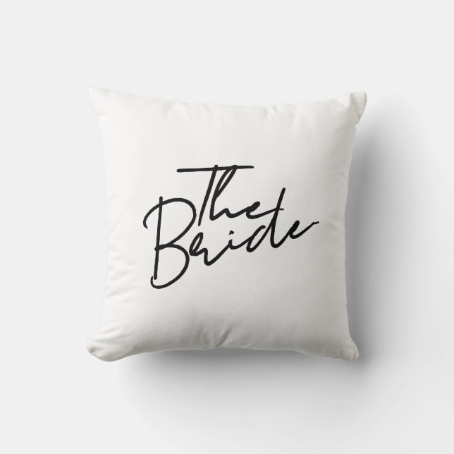 Modern script the bride T-Shirt Throw Pillow (Front)