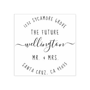 Modern Script "The Future Mr & Mrs" Return Address Rubber Stamp