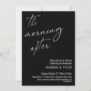 Modern Script The Morning After Brunch Black Invitation