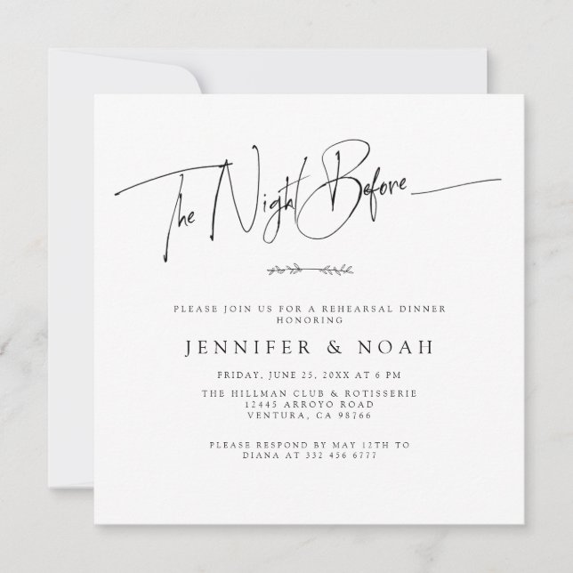 Modern Script The Night Before Invitation (Front)