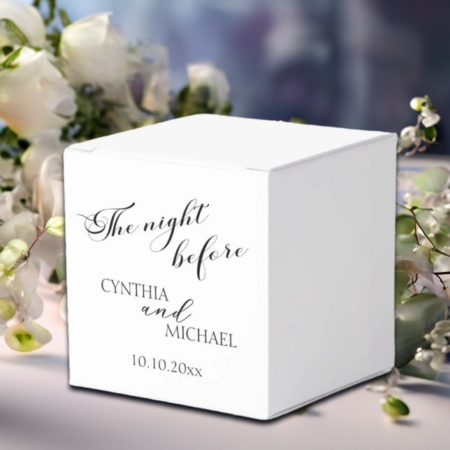 Modern Script 'the Night Before' Wedding Favor Box (Creator Uploaded)
