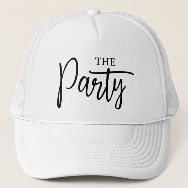 Modern Script The Party Bachelorette Bridesmaid   Trucker Hat (Front)