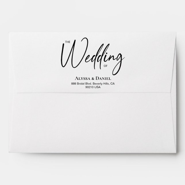 Modern script the wedding of Custom address Envelope (Back (Top Flap))