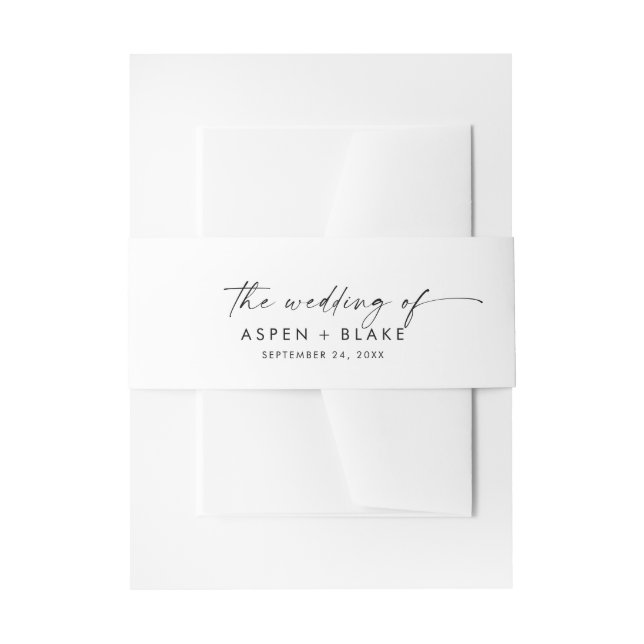 Modern Script The Wedding Of Invitation Belly Band (Front Example)