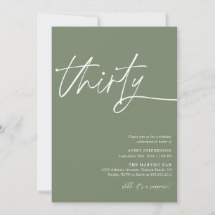 Modern Script Thirtieth Birthday Party  Invitation