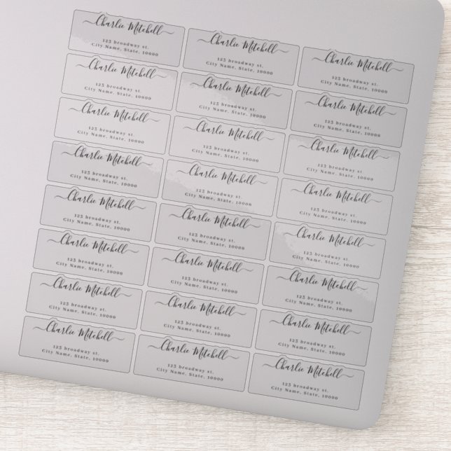 Modern script transparent return address label (Detail)