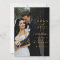 Modern script trendy Overlay photo save the date  