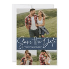 Modern script trendy three photo navy