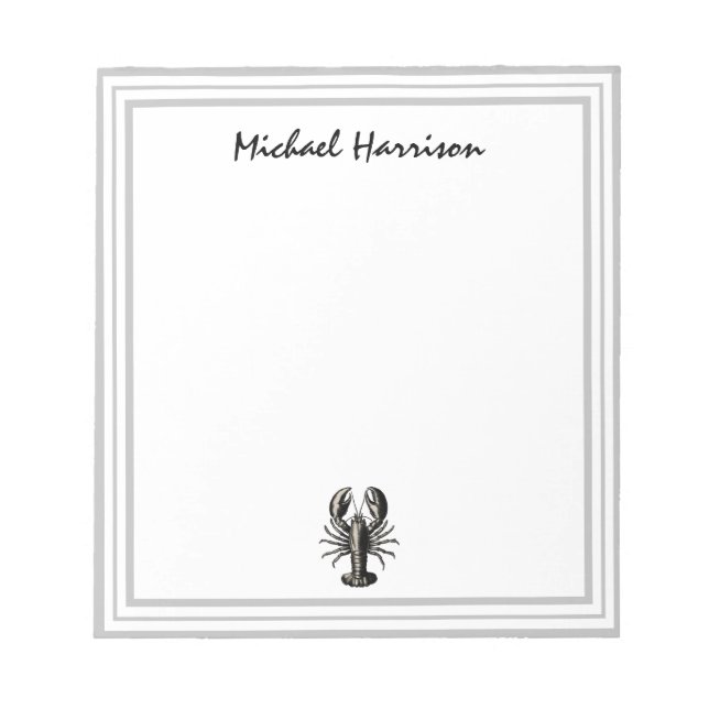 Modern Script Trendy vintage Lobster Personalized  Notepad (Front)