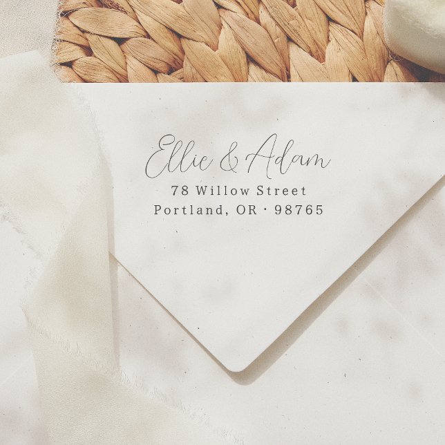 Modern Script Two Names Couples Return Address Rubber Stamp (Rubber Stamp Mock-up)