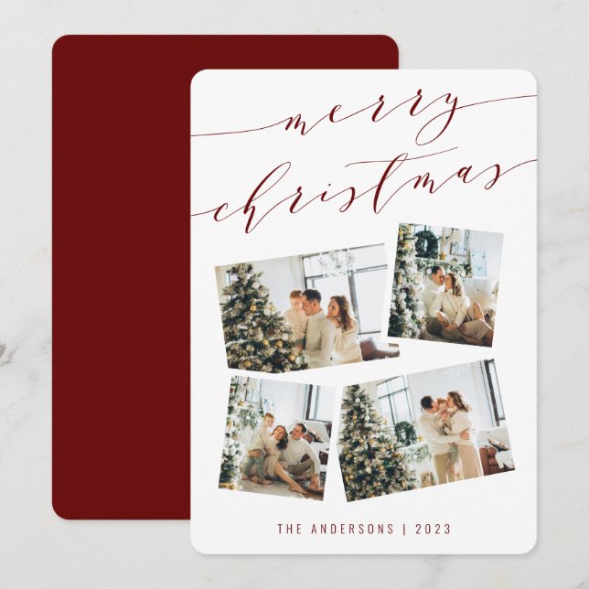 Modern Script Typogpraphy Merry Christmas Photo Holiday Card (Front/Back)