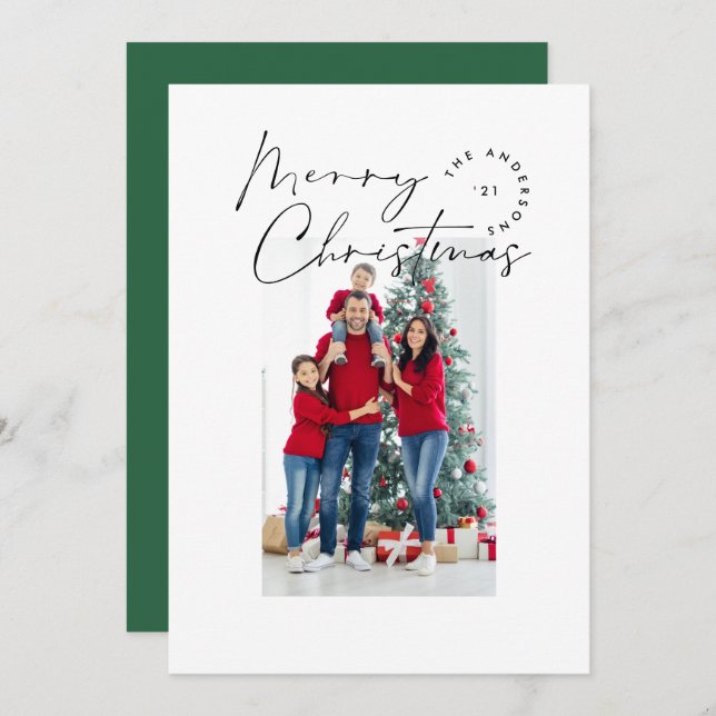 Modern script typography 1 photo Christmas Holiday (Front/Back)
