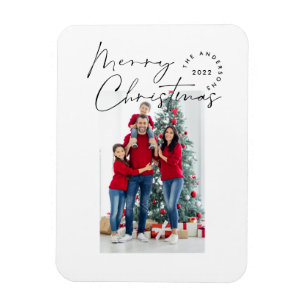 Modern script typography 1 photo Christmas Holiday Magnet