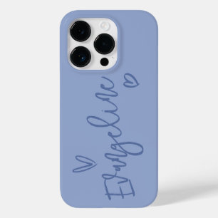 Modern script typography blue girly heart elegant Case-Mate iPhone 14 pro case