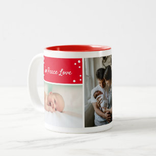 Modern Script Typography Christmas Red Photo Two-Tone Coffee Mug