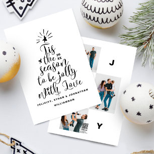 Modern Script Typography Christmas Tree Photo Holiday Card