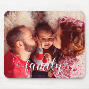 Modern Script Typography Family Photo Mouse Pad