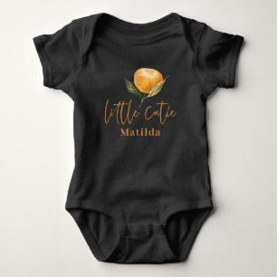 Modern script typography little cutie new baby  bodysuit