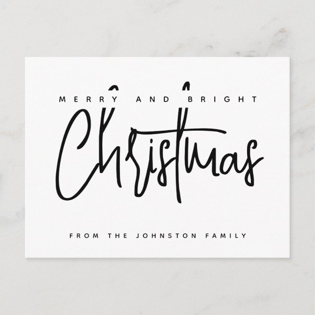 Modern script typography Merry Christmas Postcard (Front)