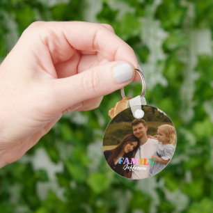 Modern script typography photo minimalist family keychain