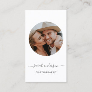 Modern Script Typography Photographer Circle Business Card