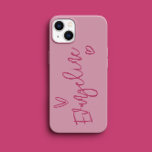 Modern script typography pink girly heart elegant Case-Mate iPhone 14 pro case<br><div class="desc">Modern minimal heart typography script pink girly elegant simple unique personalized phone case design.</div>