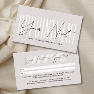 Modern script typography professional reminder appointment card