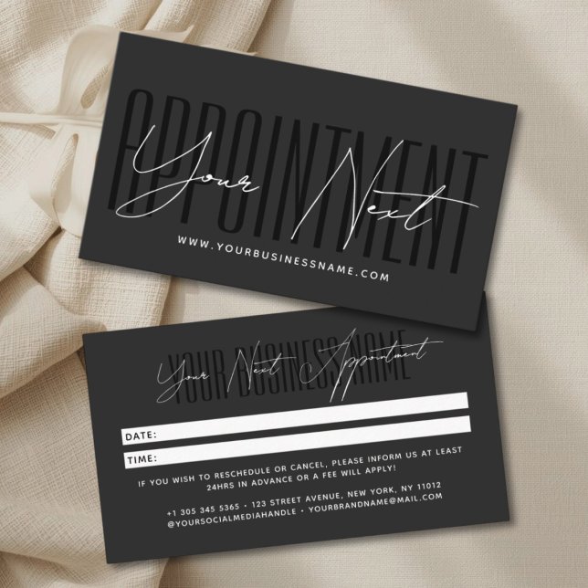 Modern script typography professional reminder appointment card (Creator Uploaded)