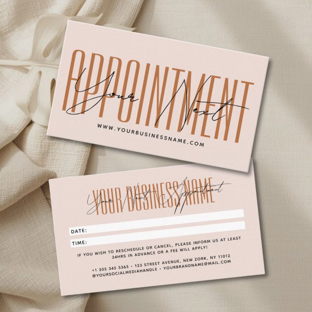 Modern script typography professional reminder appointment card (Creator Uploaded)