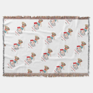Modern Script Typography Red White Merry Christmas Throw Blanket
