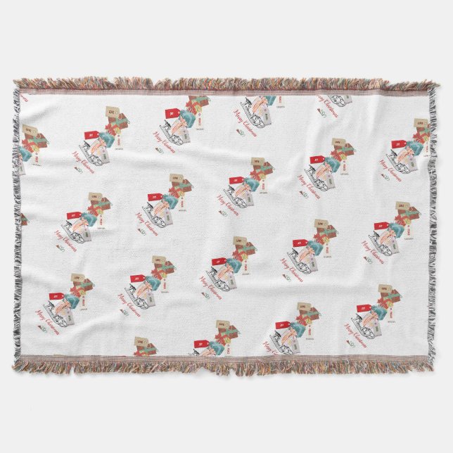 Modern Script Typography Red White Merry Christmas Throw Blanket (Front)