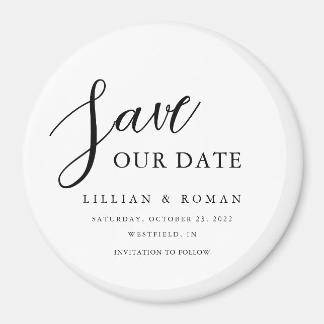 Modern Script Typography Save The Date Magnet (Front)