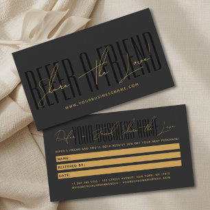 Modern script typography share the love referral card