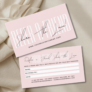 Modern script typography share the love referral card