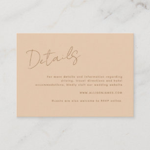 Modern Script Typography Terracotta Wedding Detail Enclosure Card