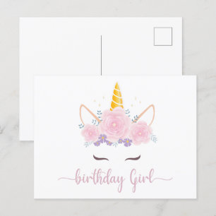 Modern Script Unicon Birthday Girl Postcard