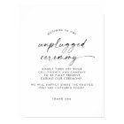 Modern Script Unplugged Ceremony Sign