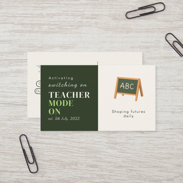 Modern Script	Vintage Business Card | teacher mode (Front/Back In Situ)