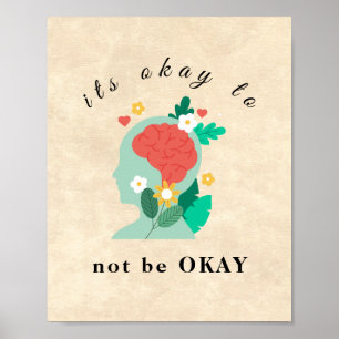 Modern Script Vintage Wall Art Poster it’s okay