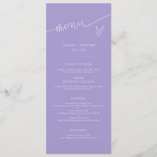 Modern Script Violet Wedding Menu