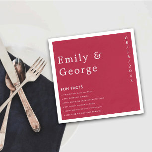 Modern Script Viva Magenta Fun Facts Wedding Napkin