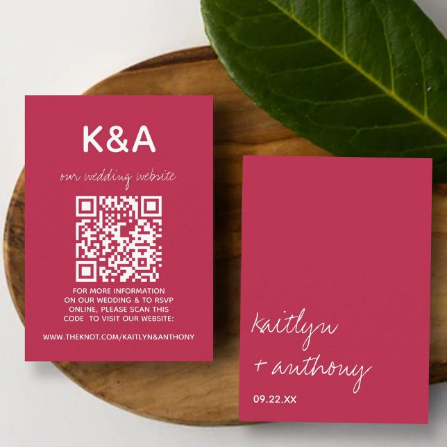 Modern Script Viva Magenta Minimalistic Wedding Enclosure Card (Creator Uploaded)