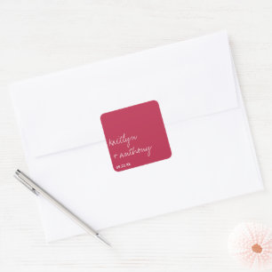 Modern Script Viva Magenta Minimalistic Wedding Square Sticker