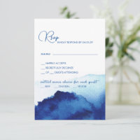 Modern Script Watercolor Indigo Blue Wedding