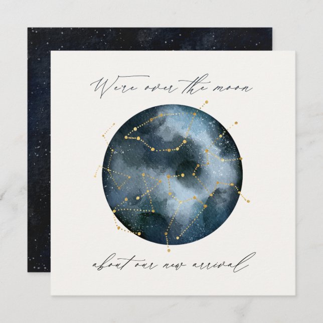 Modern script watercolor moon star celestial (Front/Back)