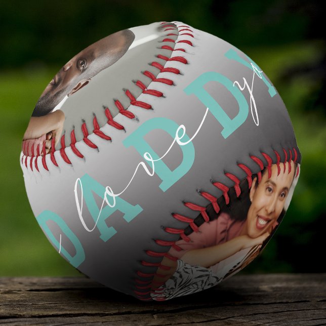 Modern Script 'We Love You - Daddy' 2 Photo Gift Baseball (Creator Uploaded)