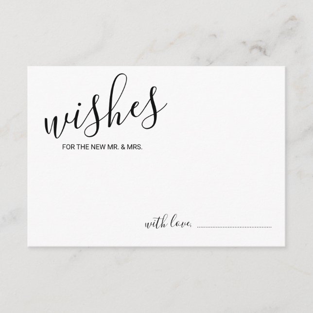 Modern Script Wedding Advice and Wishes Card (Front)