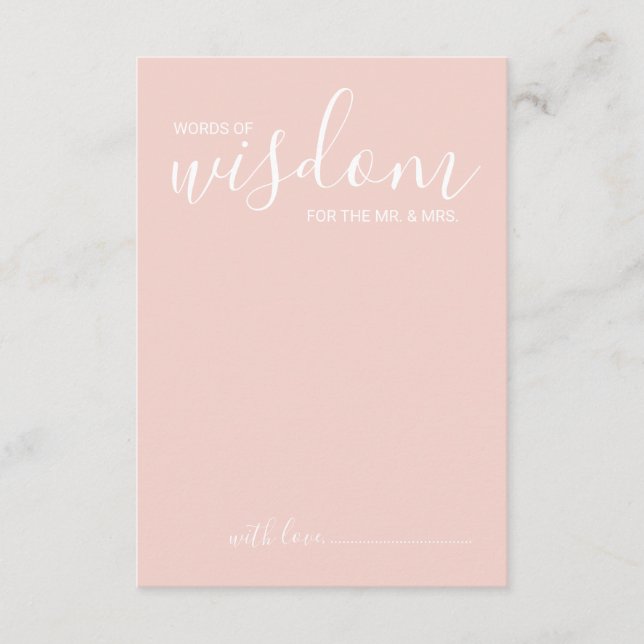 Modern Script Wedding Advice and Wishes Card (Front)