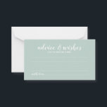 Modern Script Wedding Advice and Wishes Card<br><div class="desc">Add a personal touch to your wedding with an elegant wedding advice and wishes card. This advice card features title in white modern script font style and details in white modern sans serif font style on sage green background. Perfect for wedding, baby shower, birthday party, bridal shower, bachelorette party and...</div>